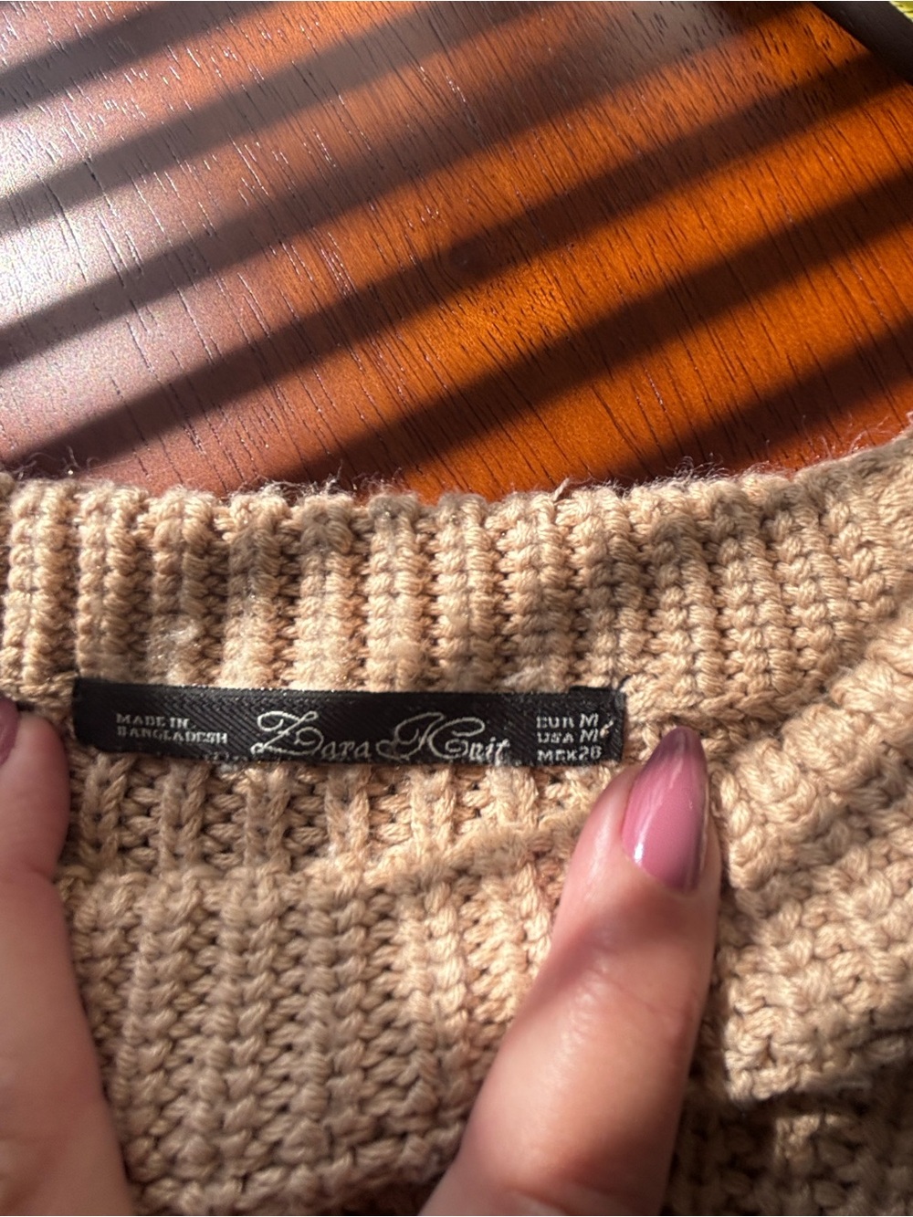 Zara Ribbed Crewneck Sweater in Taupe M - Picture 8 of 11